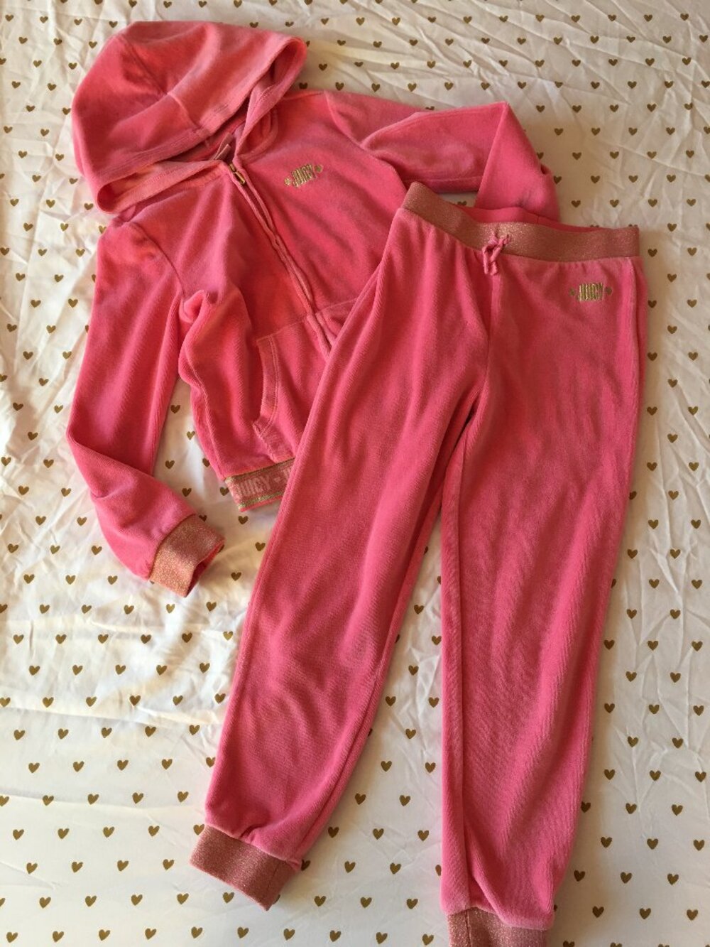 Juicy Couture Hot Pink Velour Hoodie & Pants Set 7T